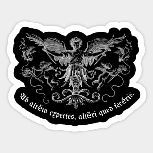 Black And White Gothic Medieval Religious Print On A Sticker